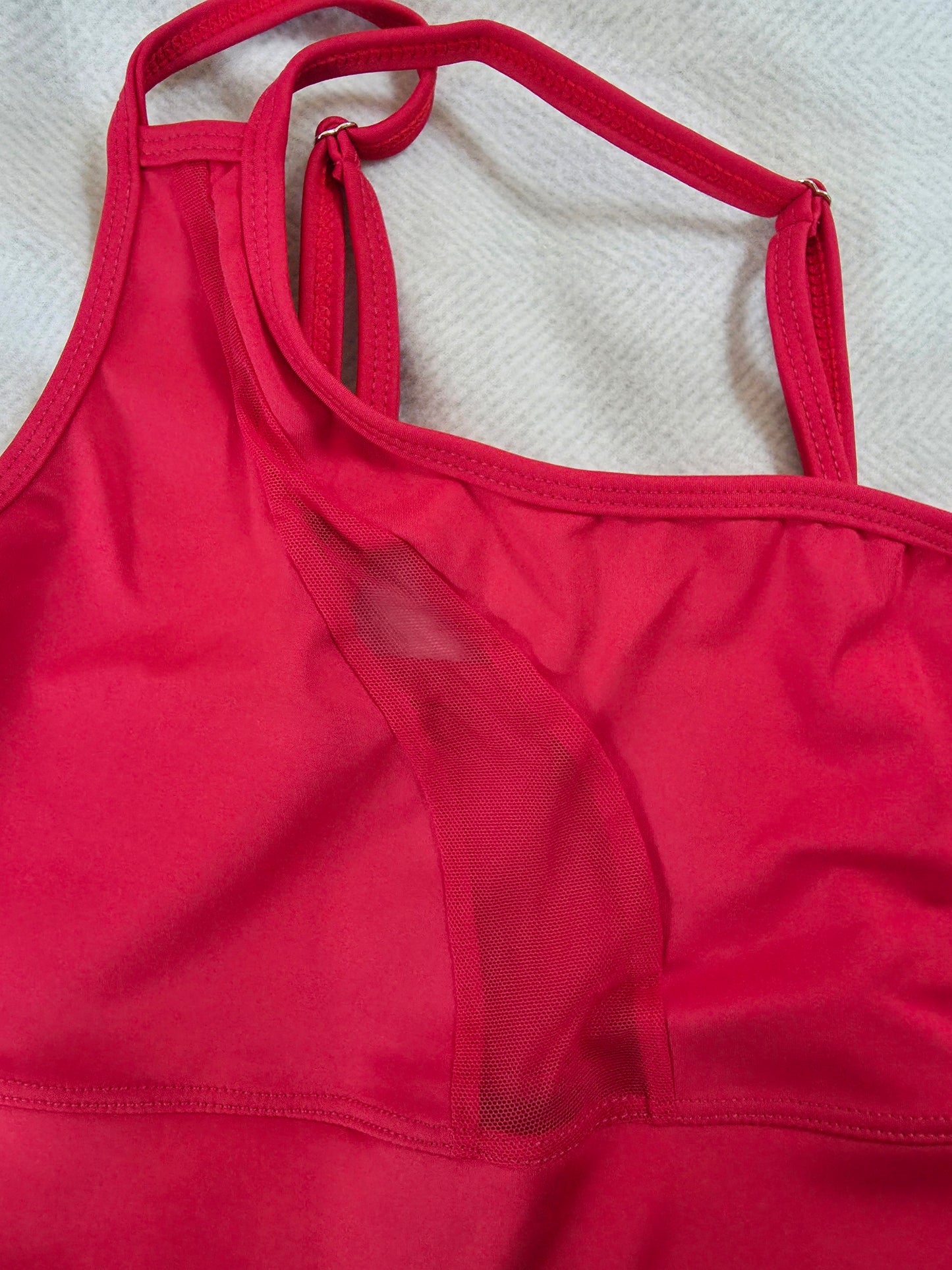 Paw Drazzel Boutique Women's Athletic Wear, Two-Piece, Long-Leg, Over-One-Shoulder Sports Bra, High Waist, Scrunch Booty, Sheer Paneled, Lycra Workout Set