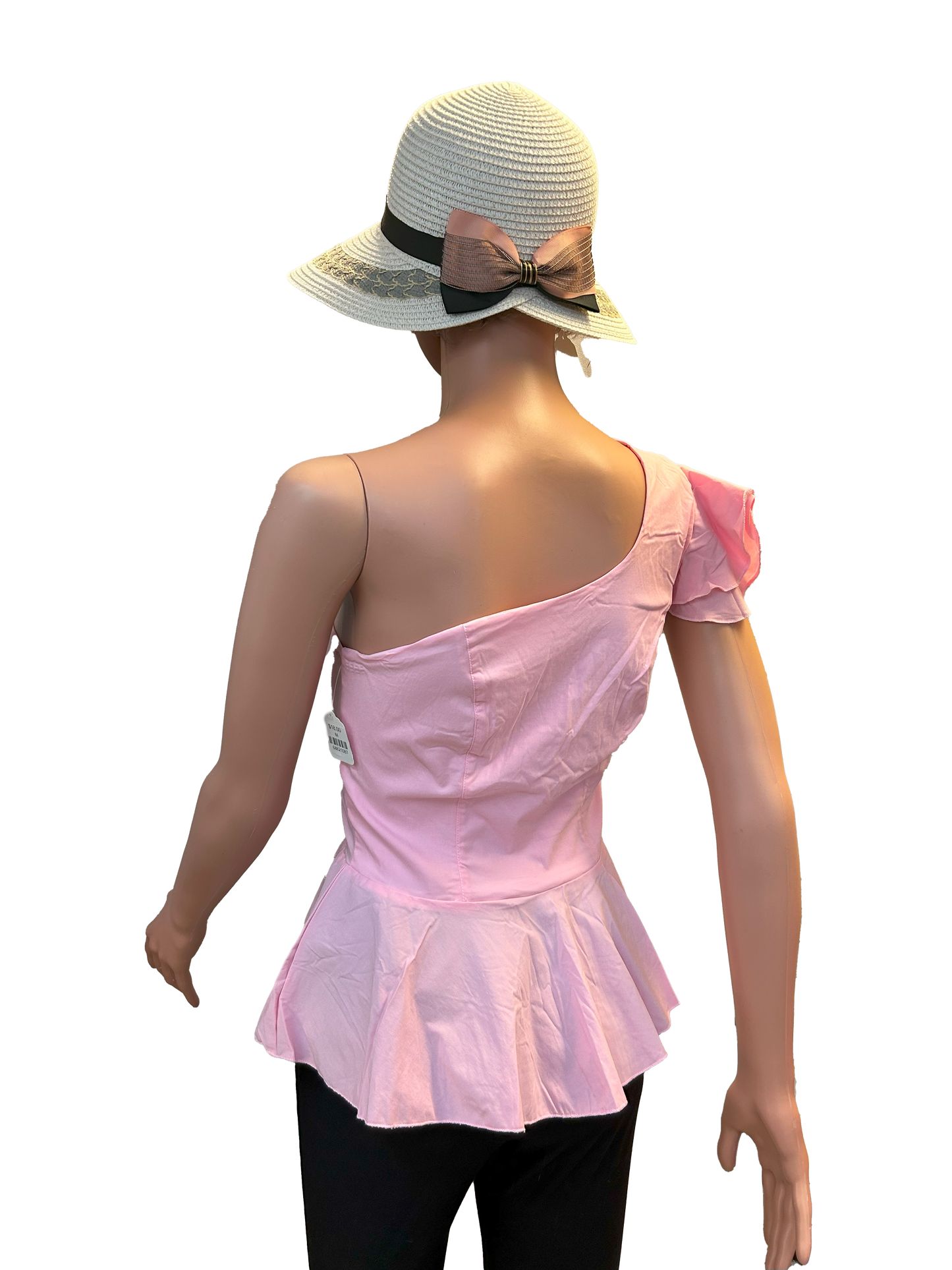 Paw Drazzel Boutique Women's Casualwear, Asymmetrical Shoulder, Ruffle Cap Sleeve Blouse