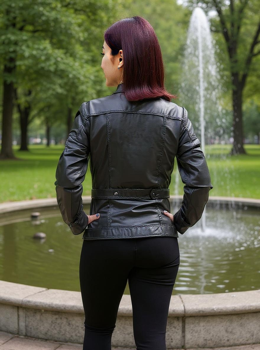 Paw Drazzel Boutique Women's Black Fitted, Snap-Front, Trucker Napa Leather Jacket