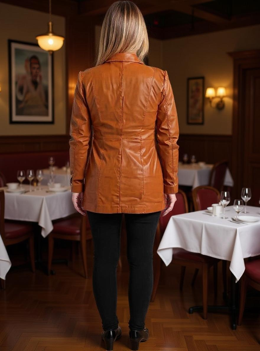 Paw Drazzel Boutique Women's Brown, Real Goatskin Leather Blazer