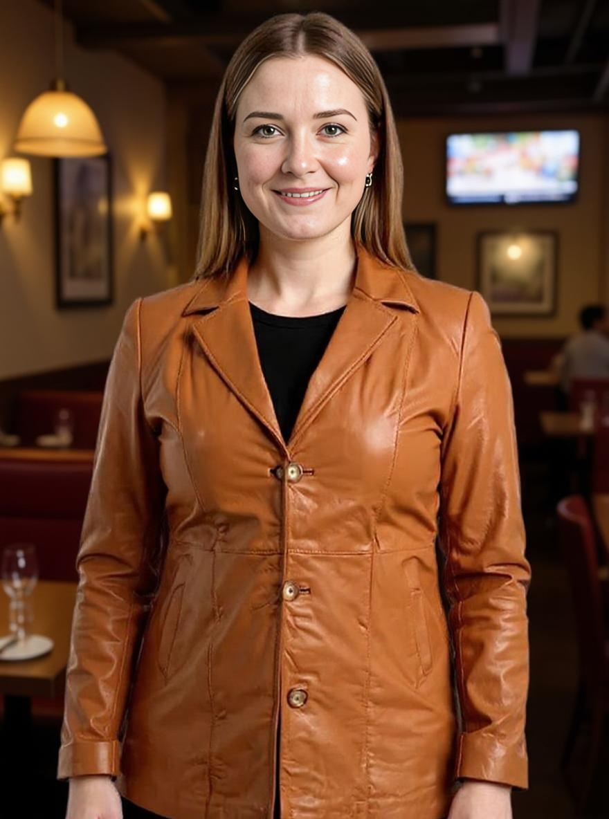 Paw Drazzel Boutique Women's Brown, Real Goatskin Leather Blazer