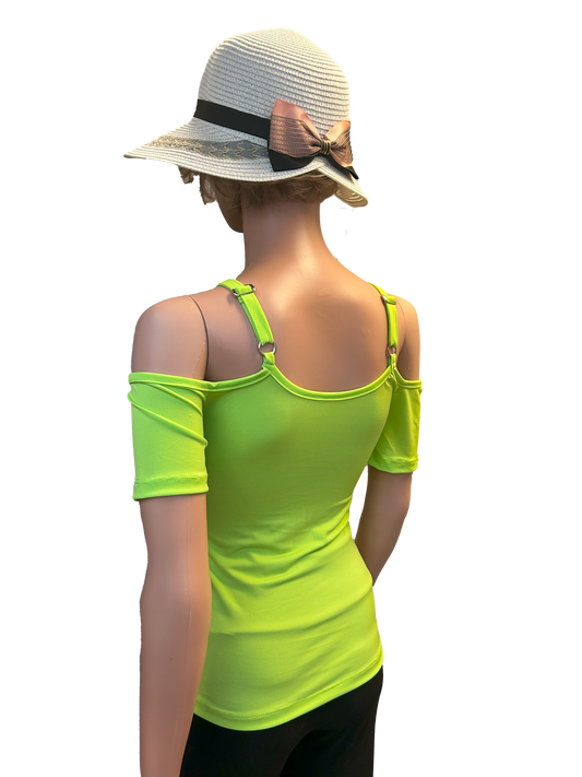 Paw Drazzel Boutique Women's Casualwear, Cold Shoulder, Short Sleeve Twist Blouse