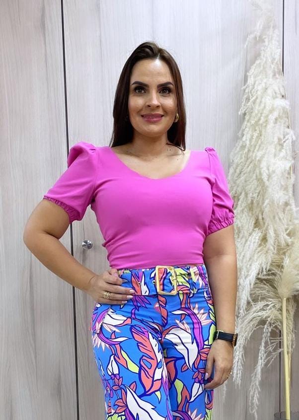 Paw Drazzel Boutique Women's, Casualwear, Semi-Puffed Shoulder, Short Sleeve, Double Back Tie-Down Blouse