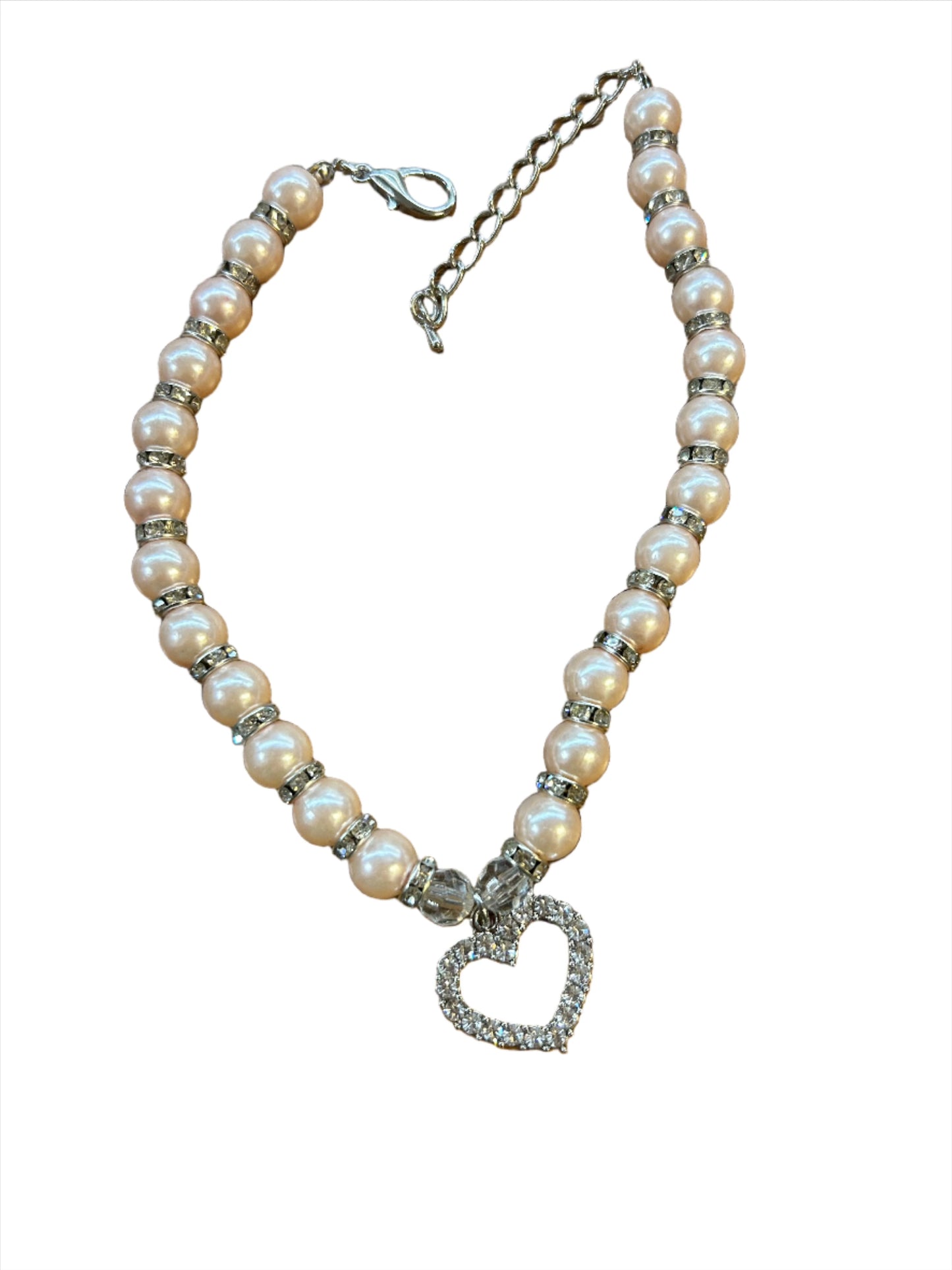 Paw Drazzel Boutique Pet's Elegant, Versatile, Pet Pearl And Heart Necklace