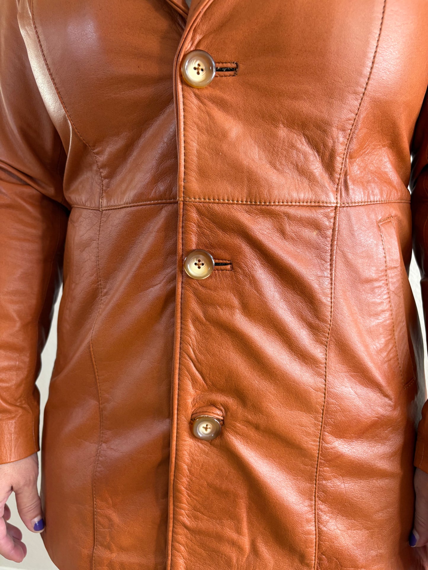 Paw Drazzel Boutique Women's Brown, Real Goatskin Leather Blazer