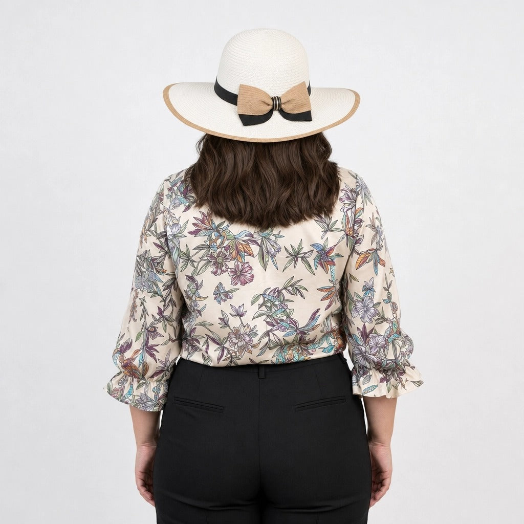 Paw Drazzel Boutique Women's Casualwear, Full Shoulder, Long Sleeve, V Neck, Front Tie Satin Blouse
