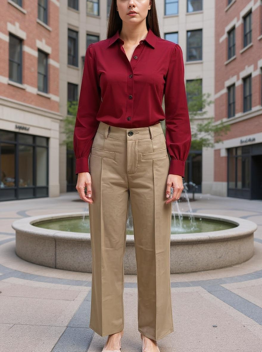 Paw Drazzel Boutique Women's High-Waisted, Wide-Leg Cut, Utility Dress Pants