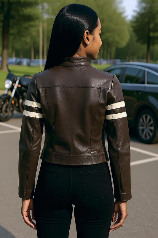 Paw Drazzel Boutique Women's Dark Brown, Zip-Up, Sheepskin, Roadster Jacket