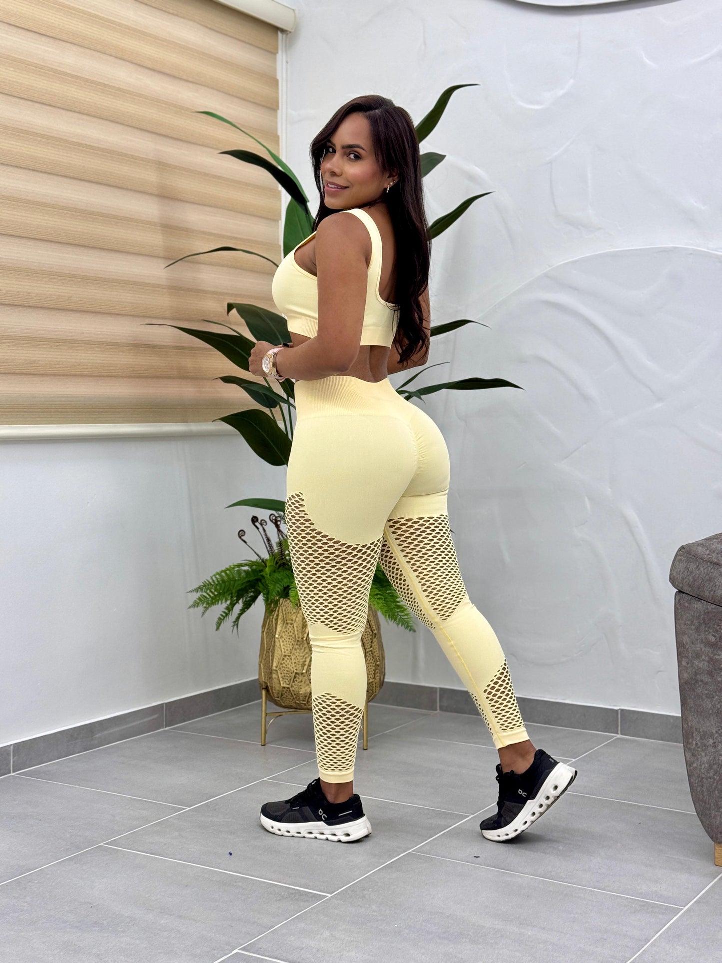 Paw Drazzel Boutique Women's Athletic Wear, Two-Piece, Long-Leg, Sports Bra, High Waist, Scrunch Booty, Mesh Panel, Workout Set