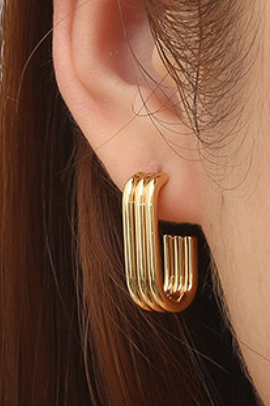Paw Drazzel Boutique Women's Jewelry, 18K Gold Plated, Hypoallergenic, Waterproof Stainless Steel Hoop Jay Earrings