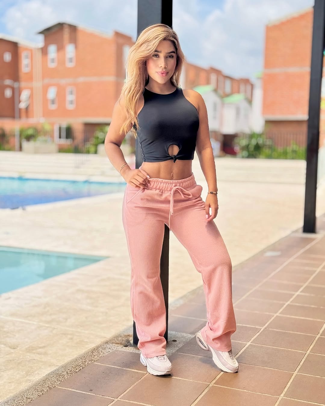 Paw Drazzel Boutique Women's Athletic Wear, Waffle Fabric, Elastic Waistband, Straight Leg Yoga Pants