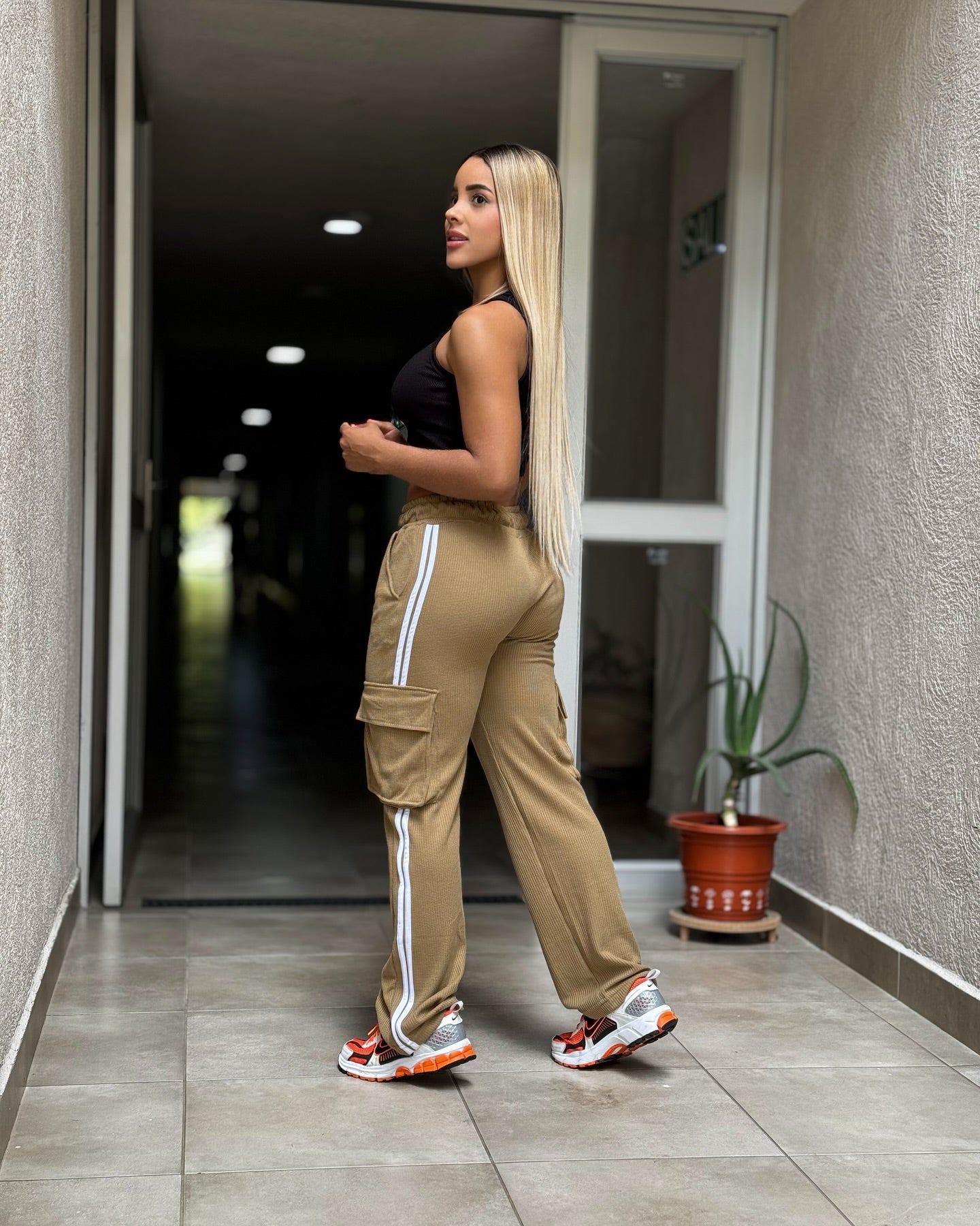 Paw Drazzel Boutique Women's Athletic Wear, Waffle Fabric, Elastic Waistband, Straight Leg Yoga Pants