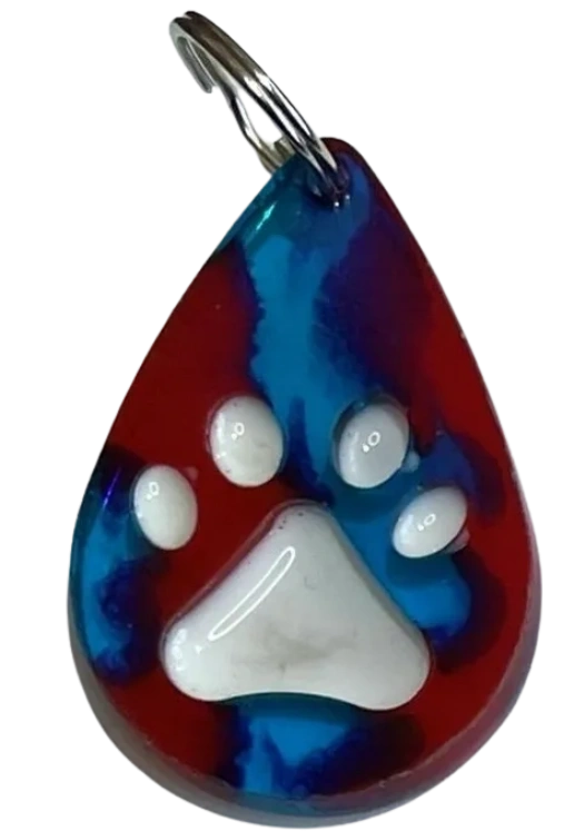 Paw Drazzel Boutique Pet's Handmade water drop-shaped charm with embossed paw
