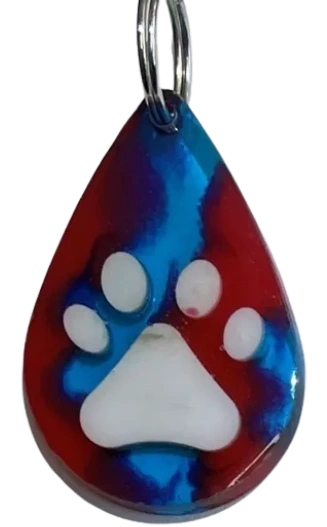 Paw Drazzel Boutique Pet's Handmade water drop-shaped charm with embossed paw