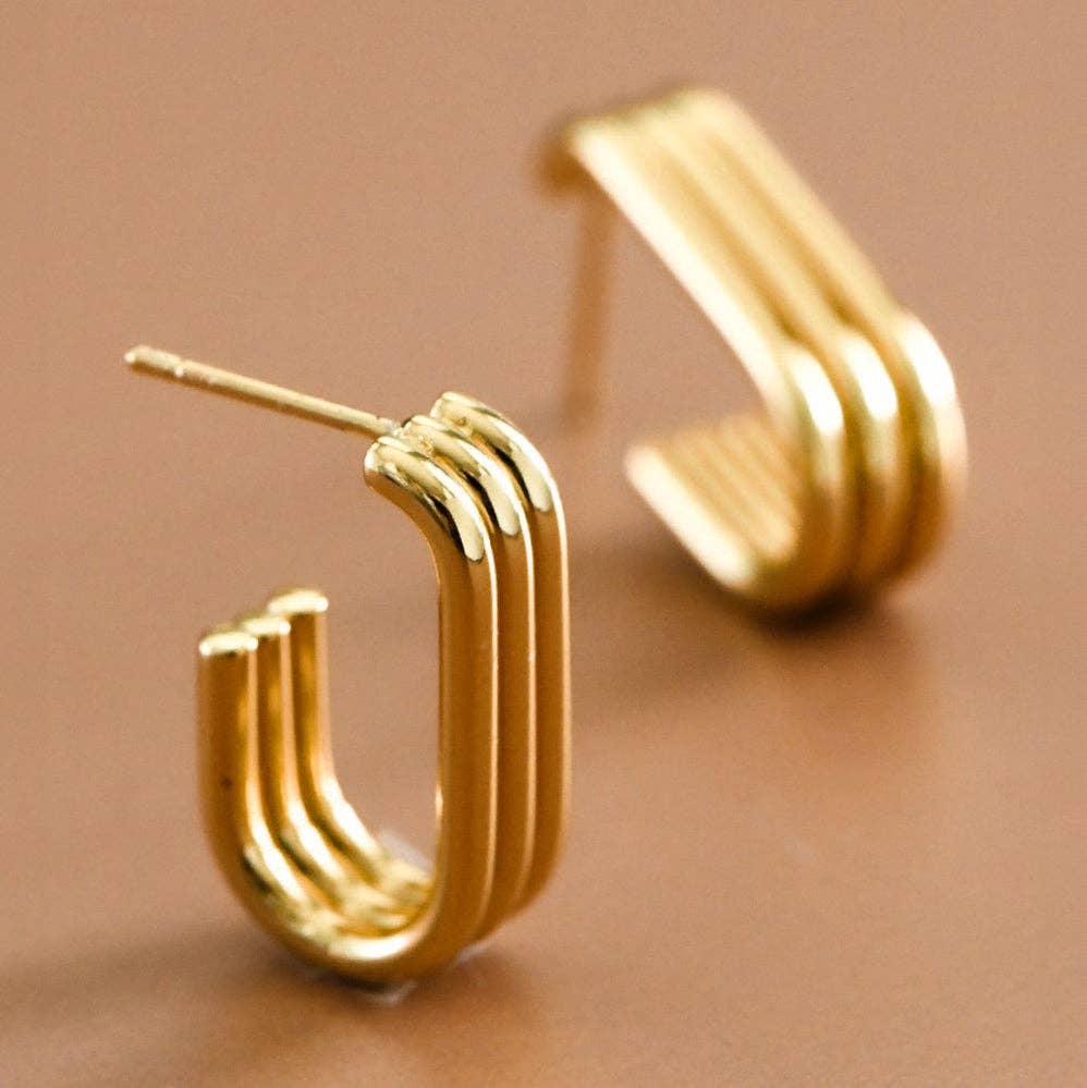 Paw Drazzel Boutique Women's Jewelry, 18K Gold Plated, Hypoallergenic, Waterproof Stainless Steel Hoop Jay Earrings
