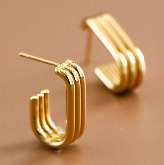 Paw Drazzel Boutique Women's Jewelry, 18K Gold Plated, Hypoallergenic, Waterproof Stainless Steel Hoop Jay Earrings