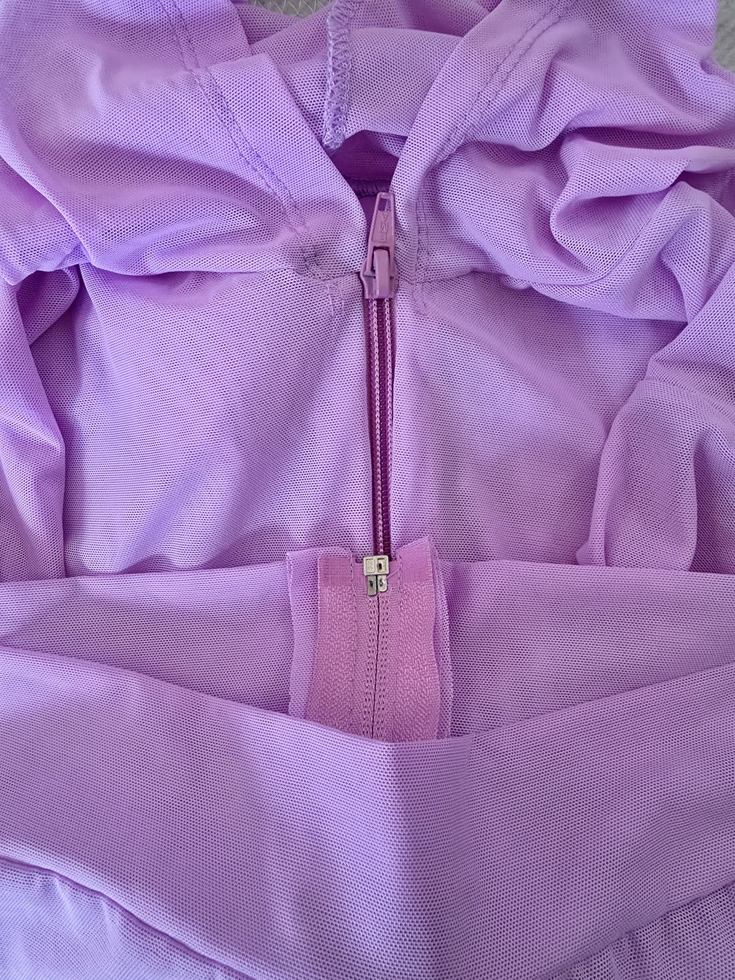 Paw Drazzel Boutique Women's Athletic Wear, Quarter Sleeve, Waist High, Full Length Zipper, Sheer Hooded Workout Jacket