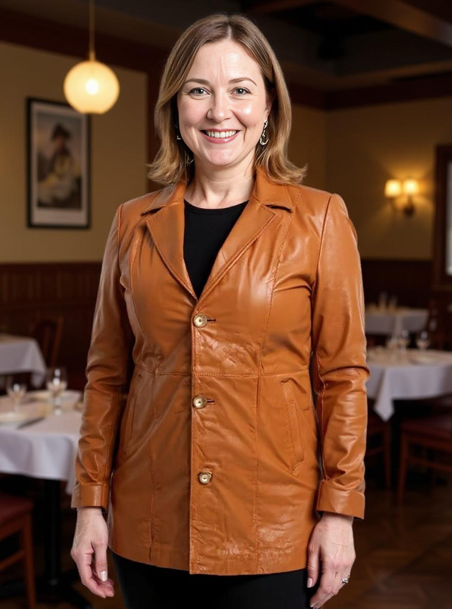 Paw Drazzel Boutique Women's Brown, Real Goatskin Leather Blazer