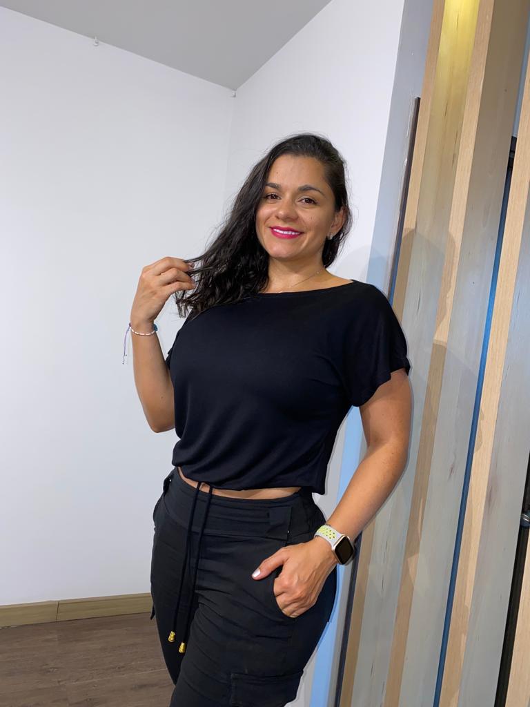 Paw Drazzel Boutique Women's Casualwear, Open Shoulder, Short Sleeve, Round Wide Neck Blouse