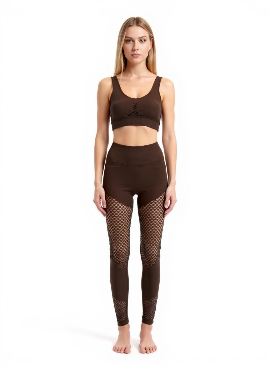 Paw Drazzel Boutique Women's Athletic Wear, Two-Piece, Long-Leg, Sports Bra, High Waist, Scrunch Booty, Mesh Panel, Workout Set