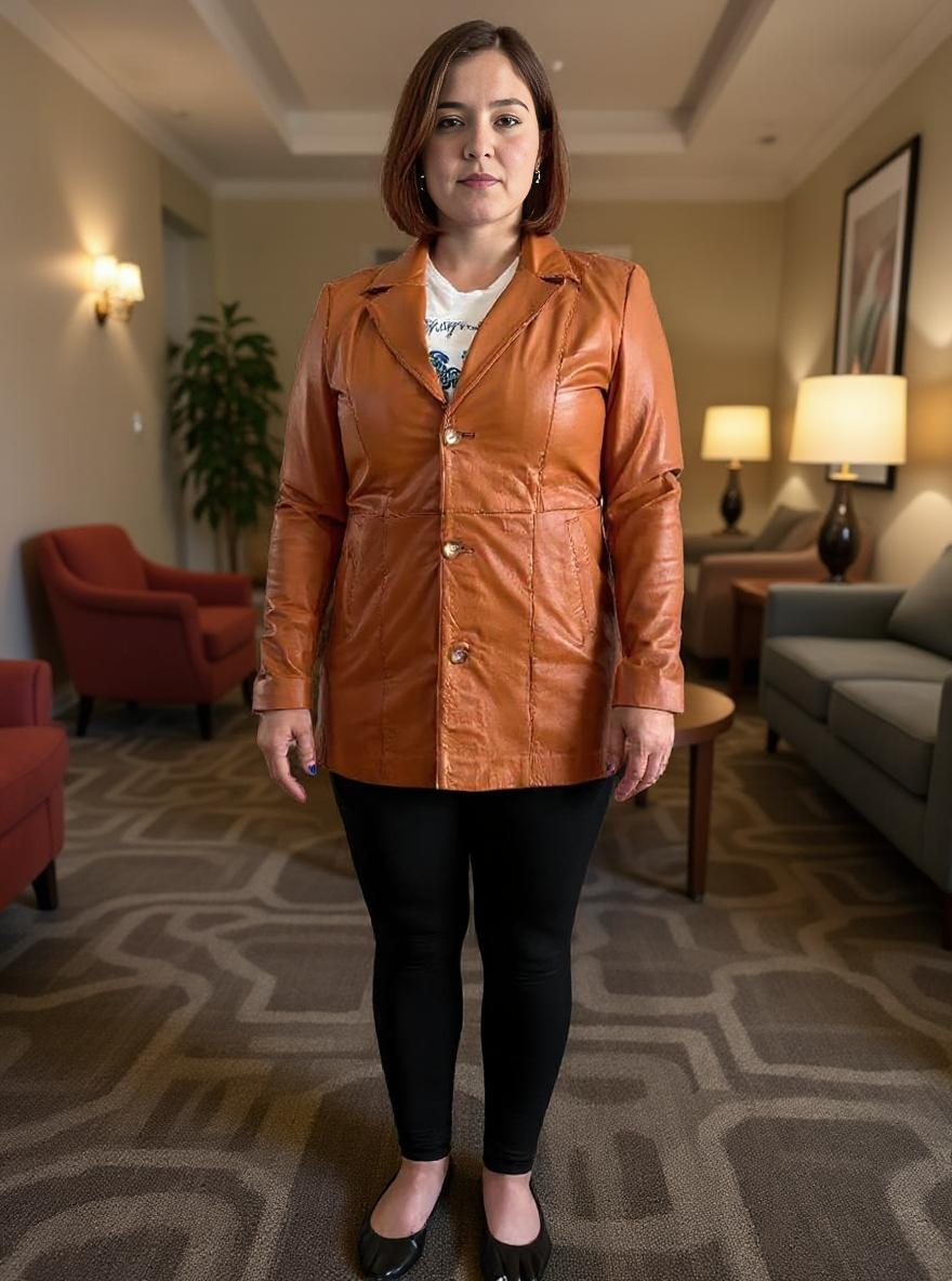 Paw Drazzel Boutique Women's Brown, Real Goatskin Leather Blazer