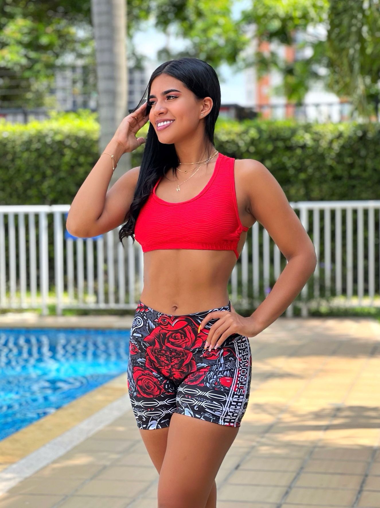 Paw Drazzel Boutique Women's Athletic Wear, One piece, Short-Leg, High Waist, Printed Workout Shorts