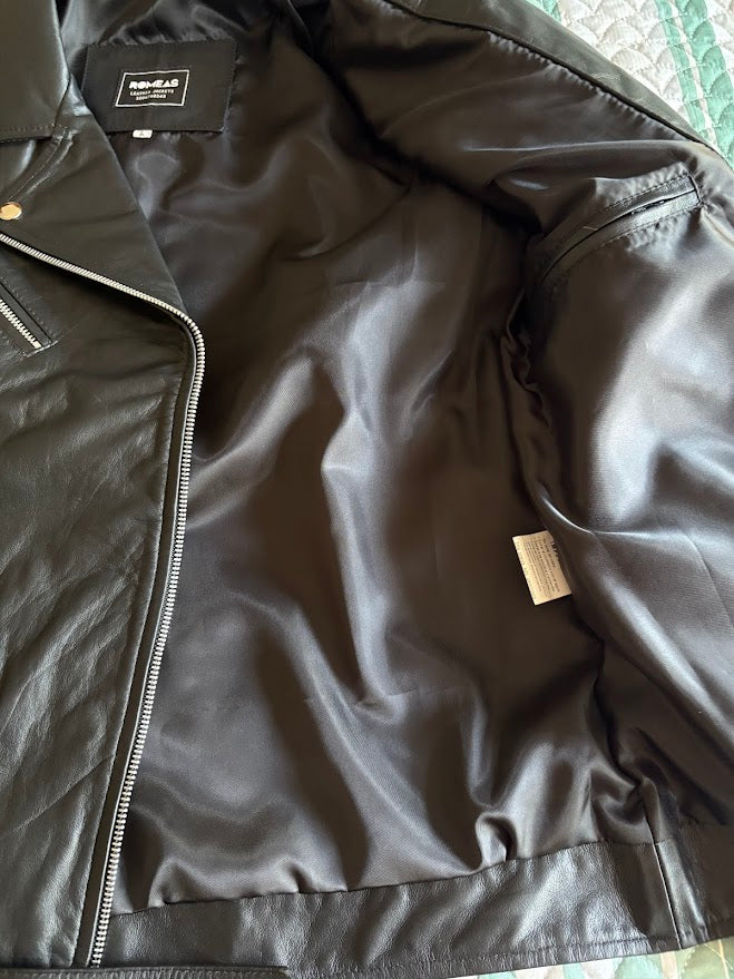 Paw Drazzel Boutique Women's Waist Belted, Silver Hardware, Asymmetrical Front Zipper, Black Moto Napa Leather Jacket