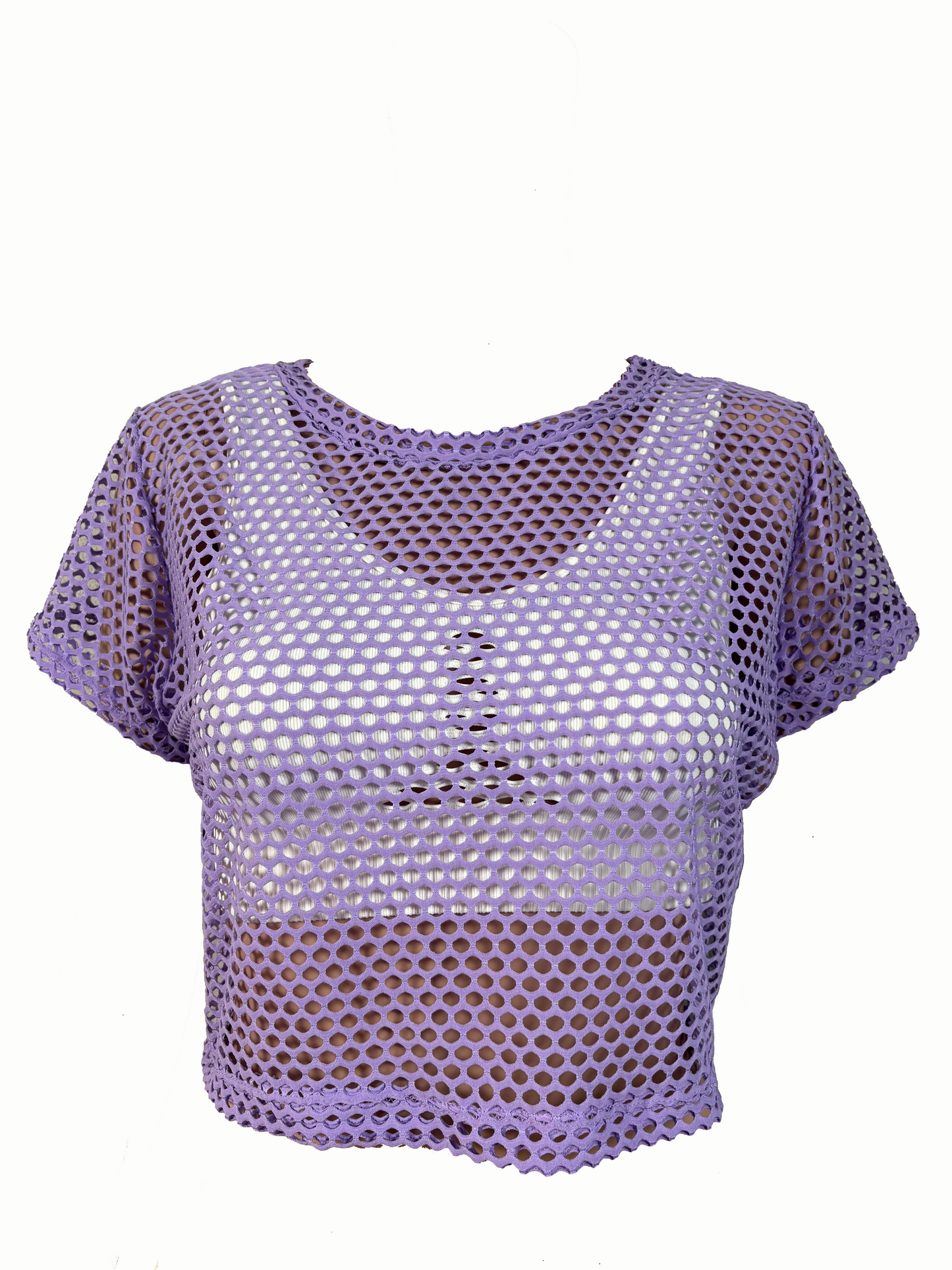 Paw Drazzel Boutique Women's Athletic Wear, Short Sleeve, Wide Neck, Open Sheer Crop Top