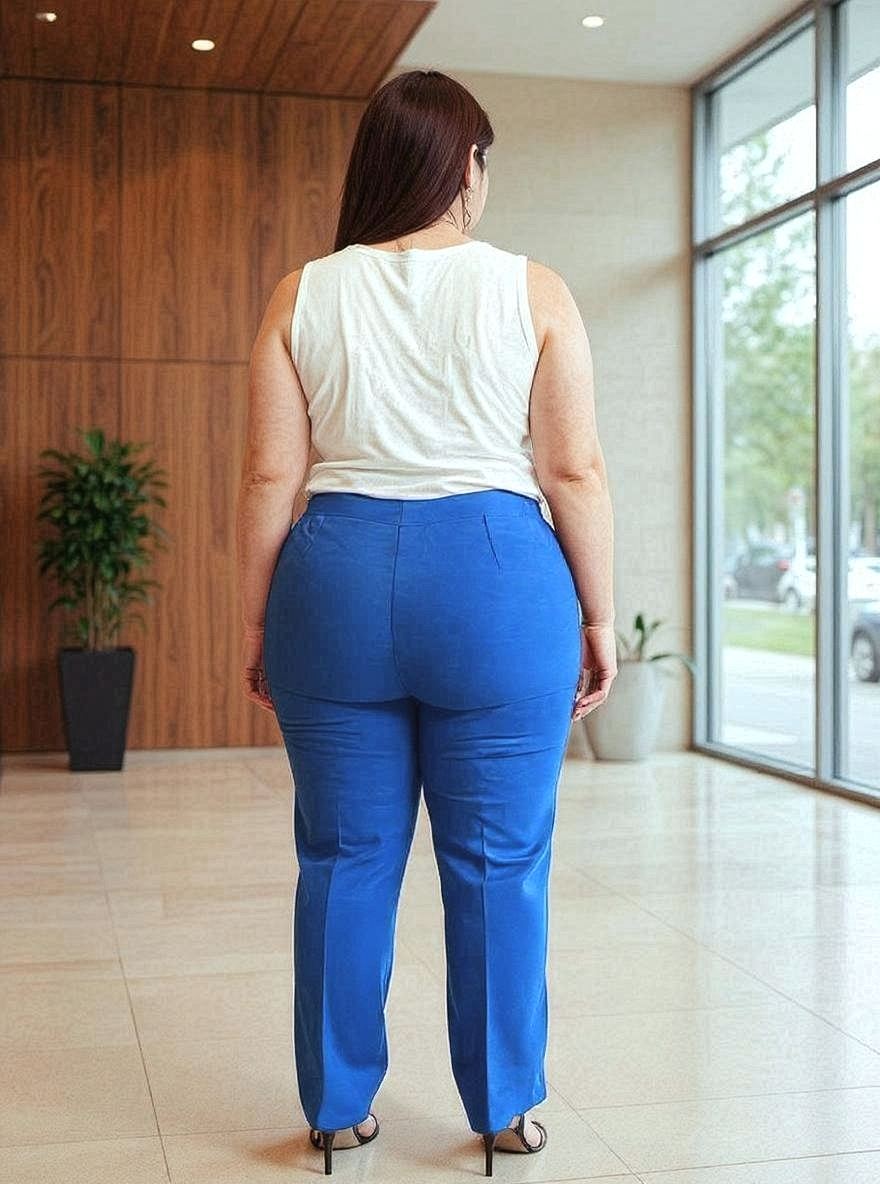 Paw Drazzel Boutique Women's High-Waisted, Flat Front, Straight-Leg, Tailored Fit Dress Pants