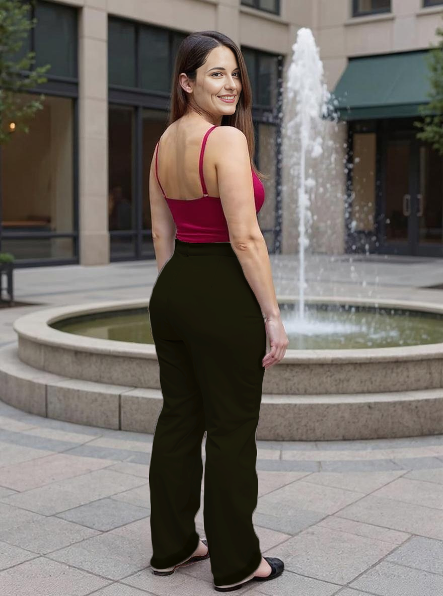 Paw Drazzel Boutique Women's High-Waisted, Wide-Leg Cut, Utility Dress Pants