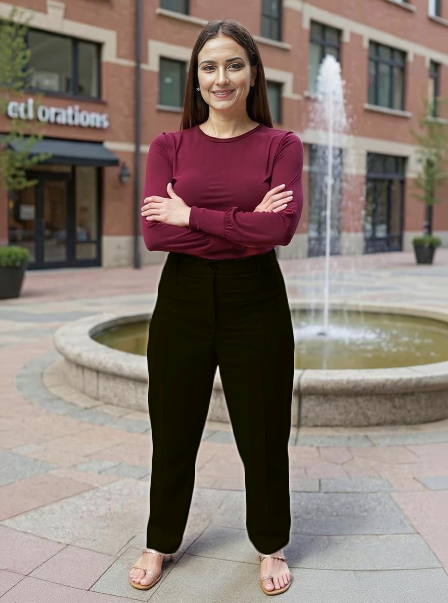 Paw Drazzel Boutique Women's High-Waisted, Wide-Leg Cut, Utility Dress Pants