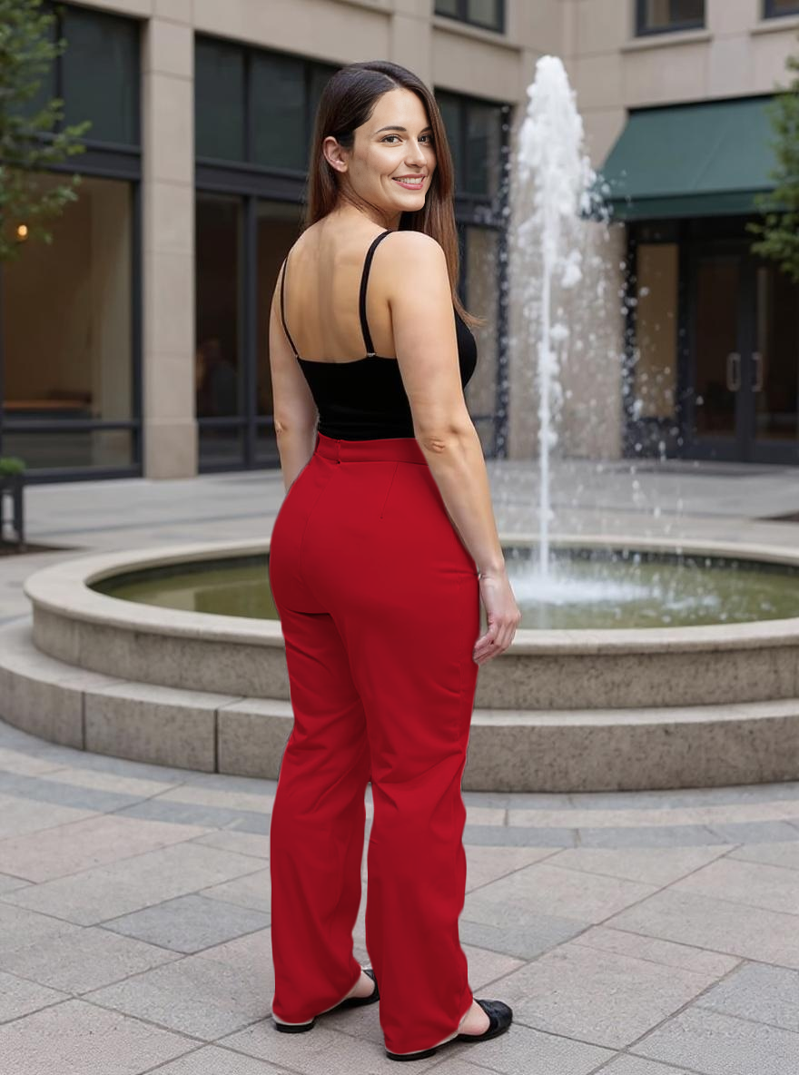 Paw Drazzel Boutique Women's High-Waisted, Wide-Leg Cut, Utility Dress Pants