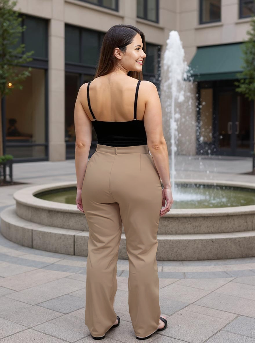 Paw Drazzel Boutique Women's High-Waisted, Wide-Leg Cut, Utility Dress Pants