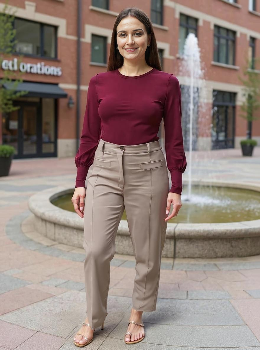 Paw Drazzel Boutique Women's High-Waisted, Wide-Leg Cut, Utility Dress Pants