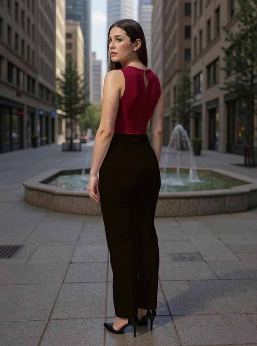 Paw Drazzel Boutique Women's High-Waisted, Wide-Leg Cut, Utility Dress Pants