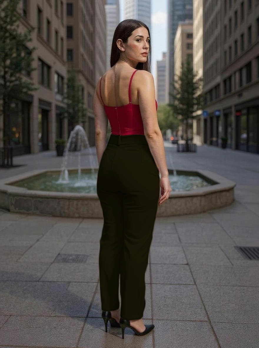 Paw Drazzel Boutique Women's High-Waisted, Wide-Leg Cut, Utility Dress Pants