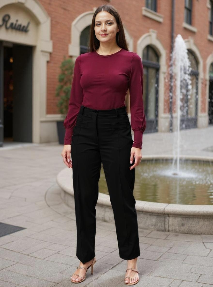 Paw Drazzel Boutique Women's High-Waisted, Wide-Leg Cut, Utility Dress Pants