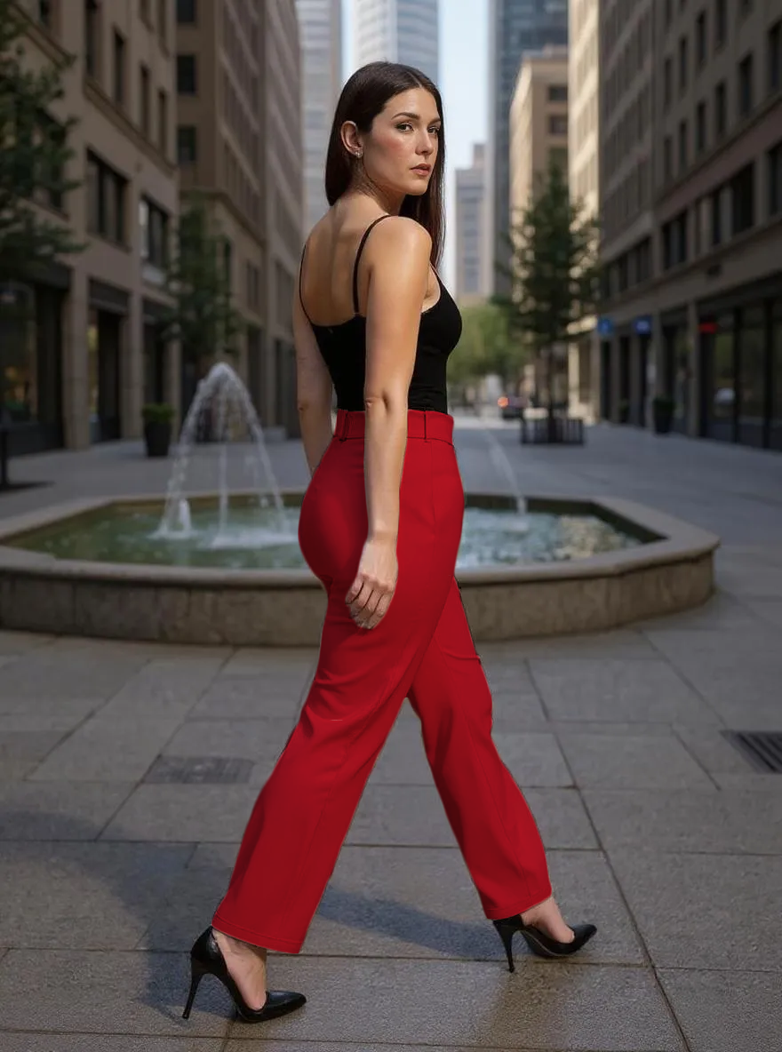 Paw Drazzel Boutique Women's High-Waisted, Wide-Leg Cut, Utility Dress Pants