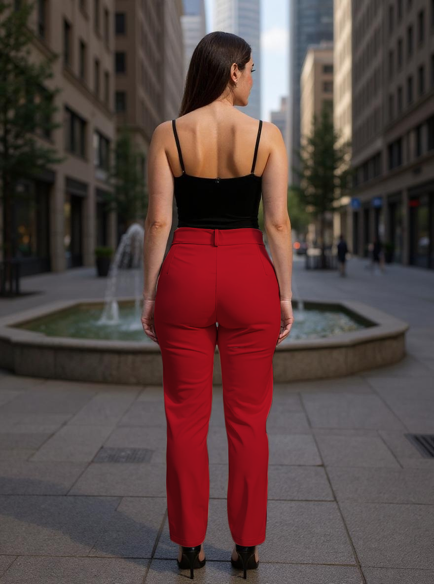 Paw Drazzel Boutique Women's High-Waisted, Wide-Leg Cut, Utility Dress Pants