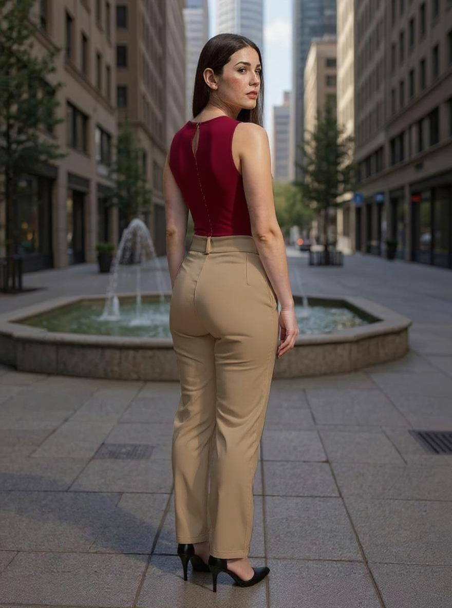 Paw Drazzel Boutique Women's High-Waisted, Wide-Leg Cut, Utility Dress Pants