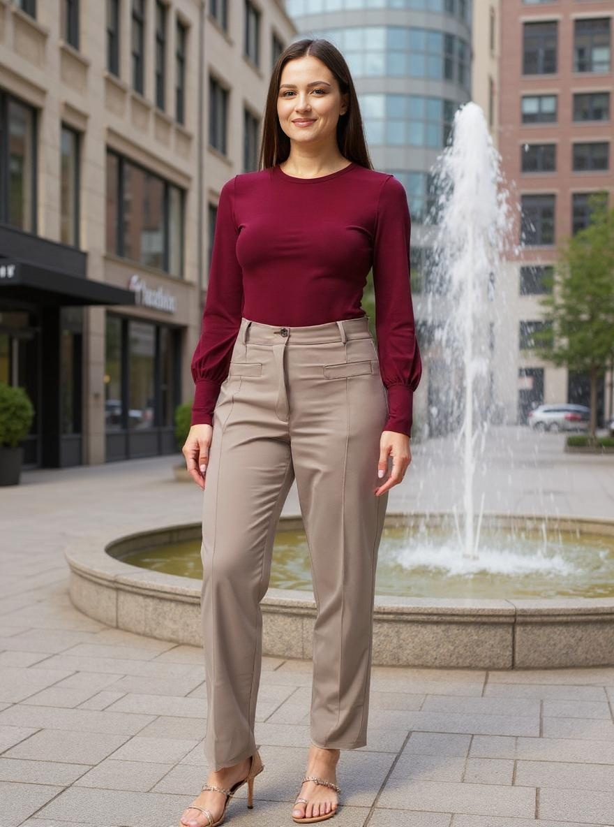 Paw Drazzel Boutique Women's High-Waisted, Wide-Leg Cut, Utility Dress Pants