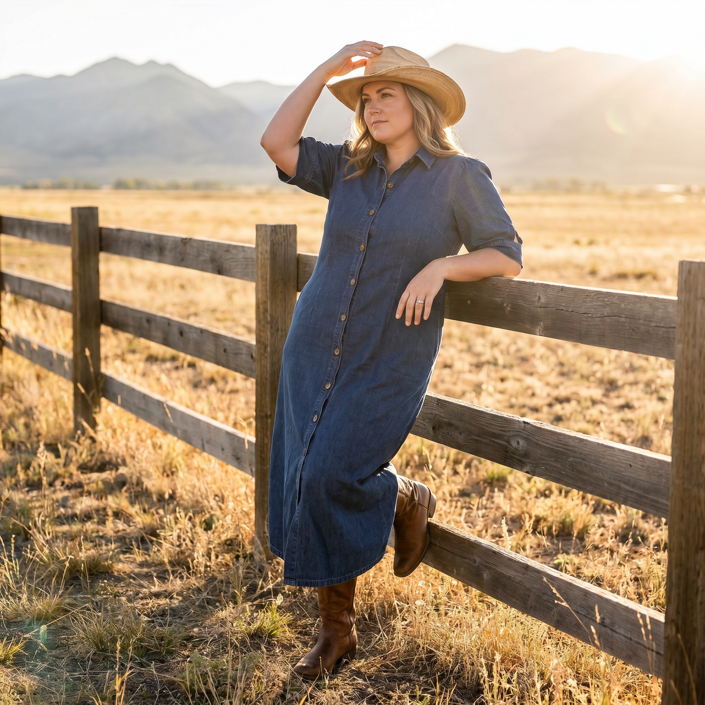 Paw Drazzel Boutique Women's Casualwear, V-Neck, Button-Up, Short Sleeve, Straight Waist, Buttonway Dress