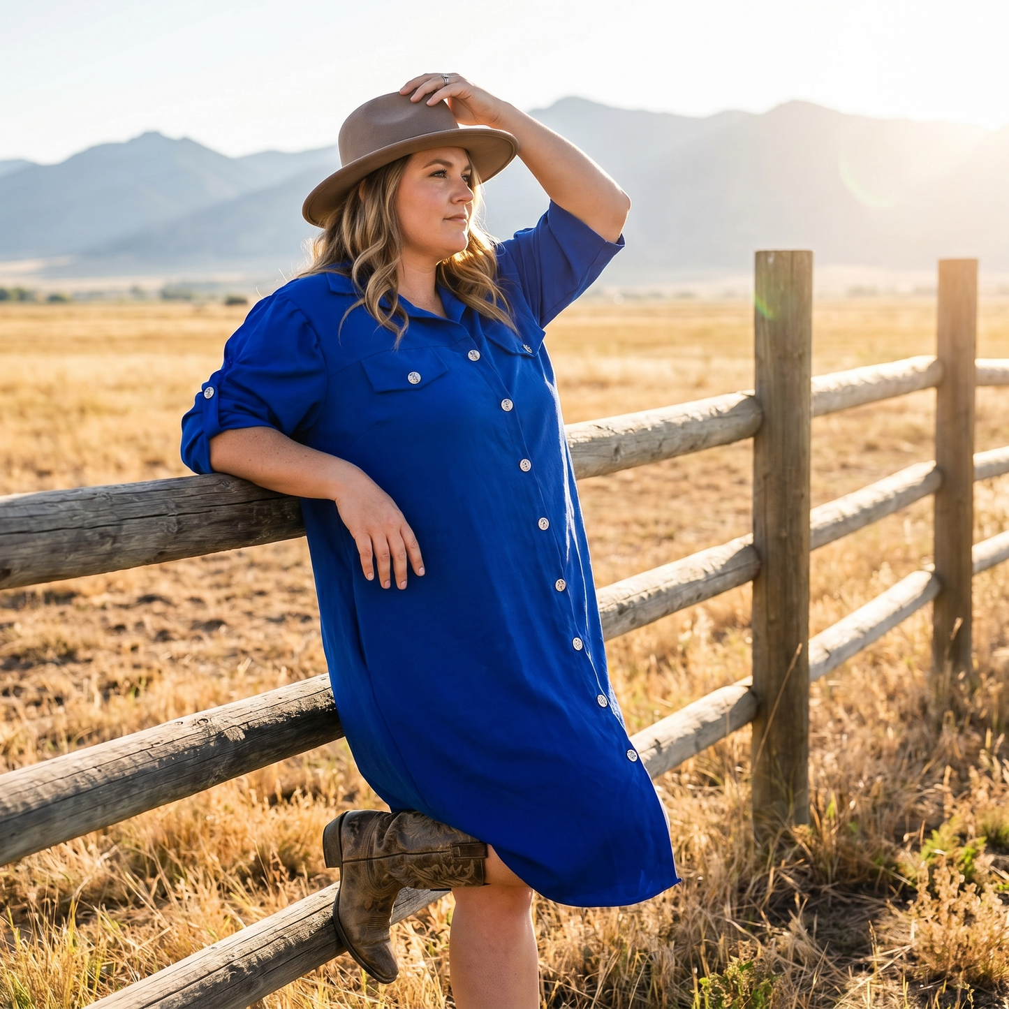 Paw Drazzel Boutique Women's Casualwear, V-Neck, Button-Up, Short Sleeve, Straight Waist, Buttonway Dress