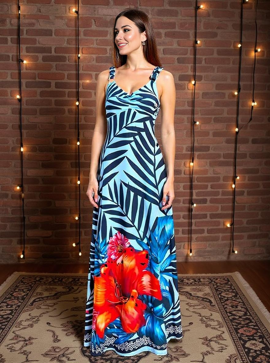 Paw Drazzel Boutique Women's Casualwear, Cold Shoulder, Sleeveless, V Neck, Maxi Dress