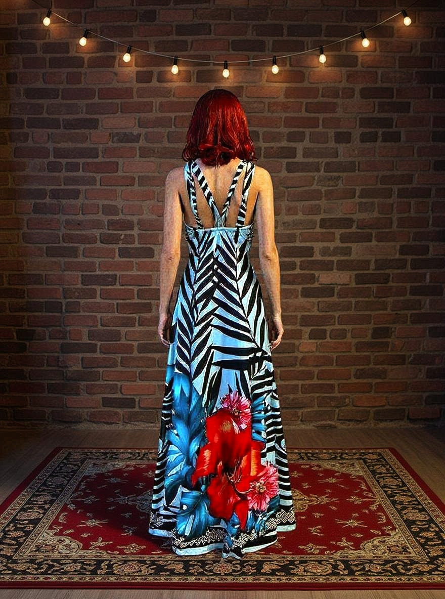 Paw Drazzel Boutique Women's Casualwear, Cold Shoulder, Sleeveless, V Neck, Maxi Dress