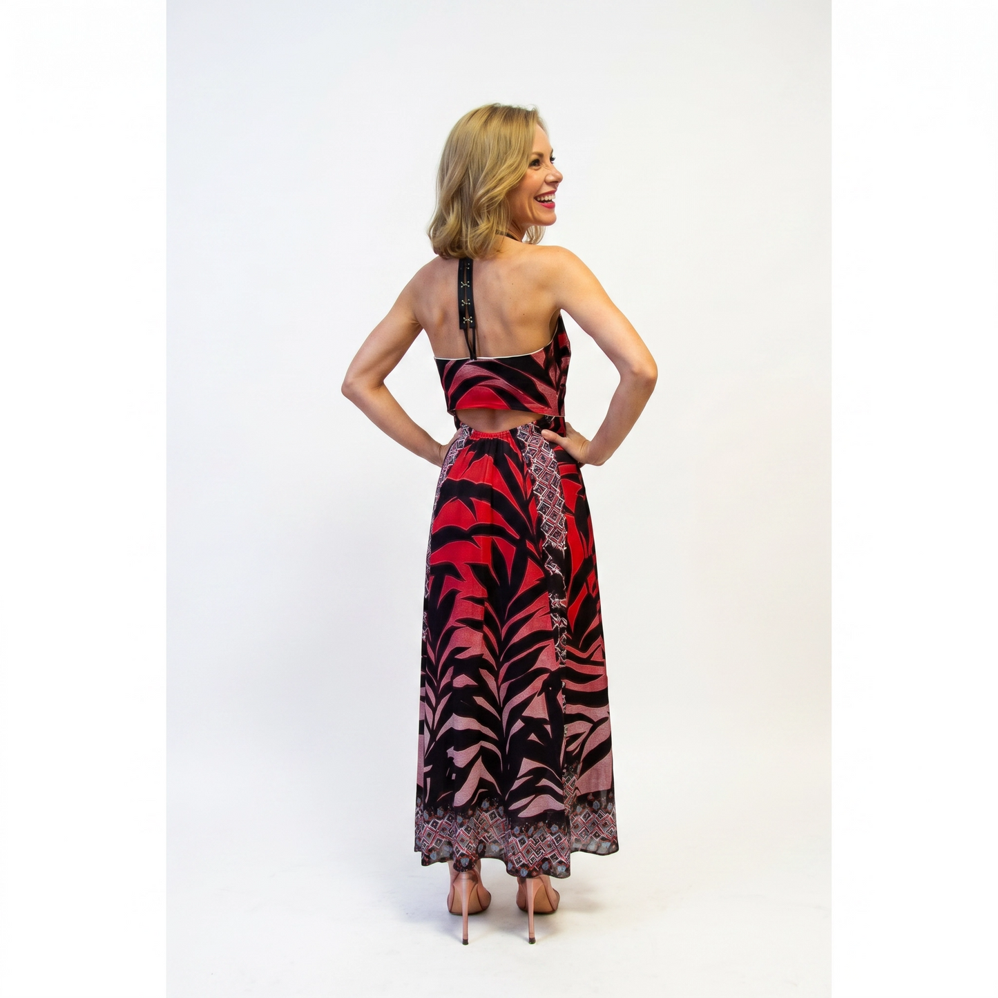 Paw Drazzel Boutique Women's Casualwear, Open Shoulder, Sleeveless, Plunging Neck, Spaghetti Strap Maxi Dress