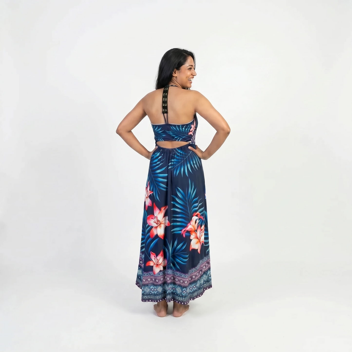 Paw Drazzel Boutique Women's Casualwear, Open Shoulder, Sleeveless, Plunging Neck, Spaghetti Strap Maxi Dress