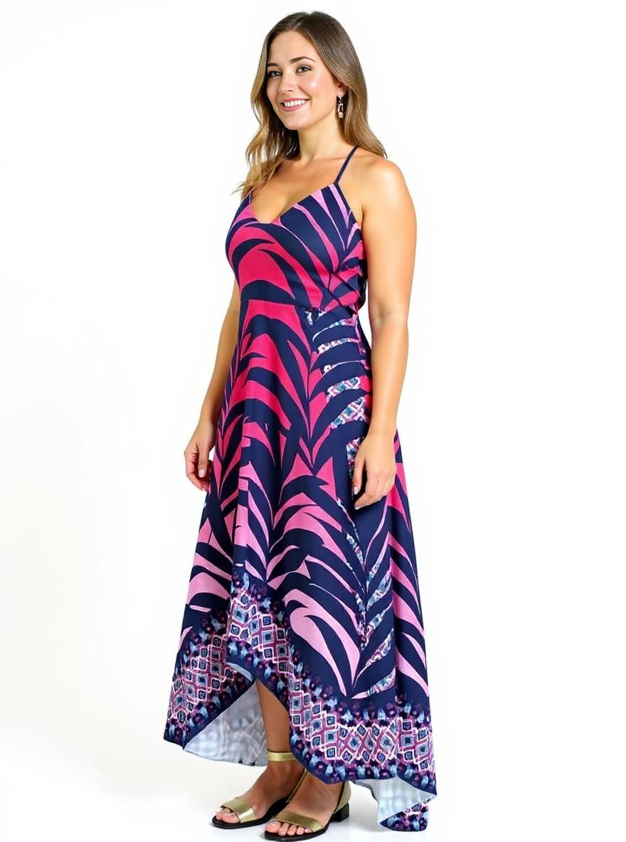 Paw Drazzel Boutique Women's Casualwear, Open Shoulder, Sleeveless, Plunging Neck, Spaghetti Strap Maxi Dress