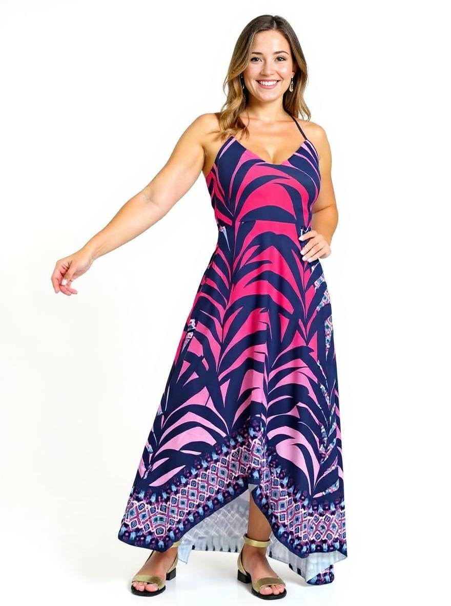 Paw Drazzel Boutique Women's Casualwear, Open Shoulder, Sleeveless, Plunging Neck, Spaghetti Strap Maxi Dress