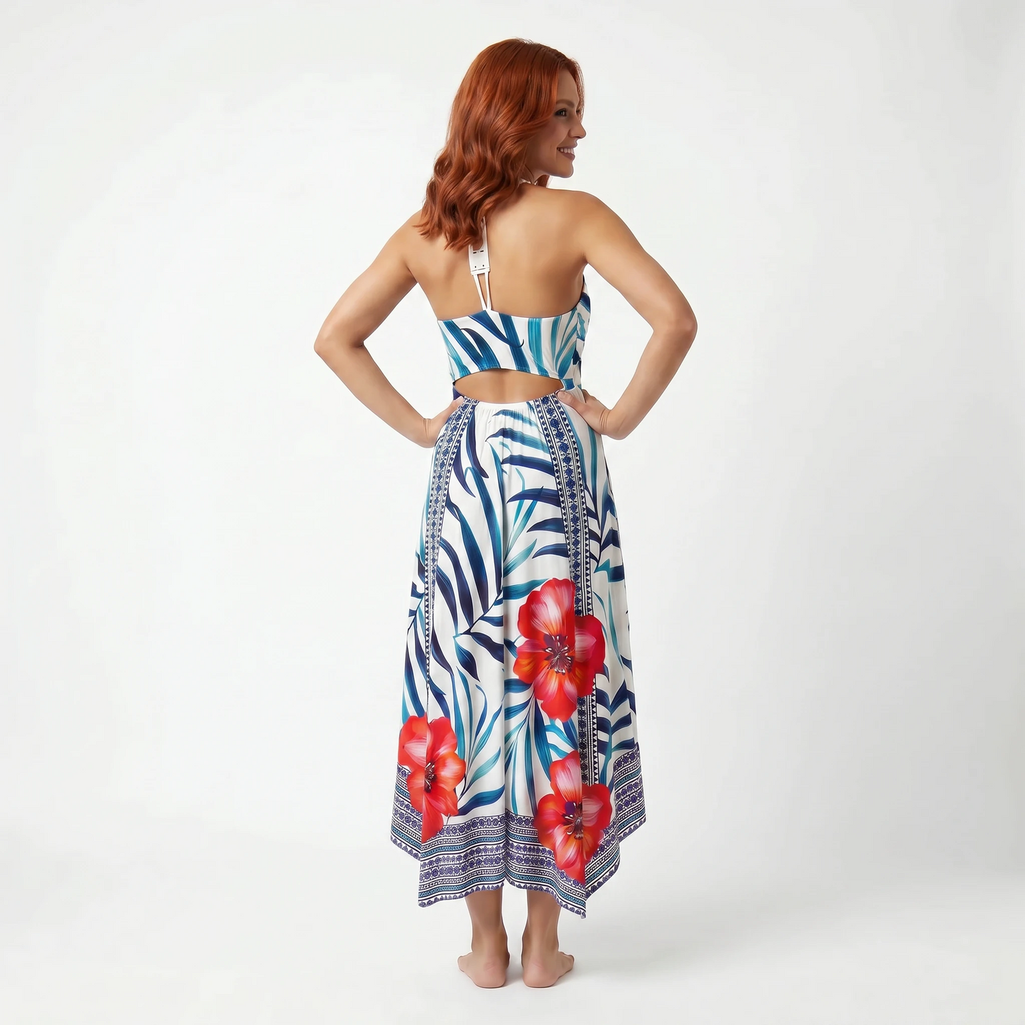 Paw Drazzel Boutique Women's Casualwear, Open Shoulder, Sleeveless, Plunging Neck, Spaghetti Strap Maxi Dress